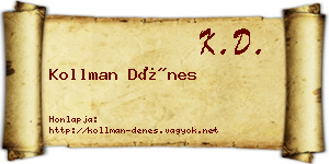 Kollman Dénes névjegykártya