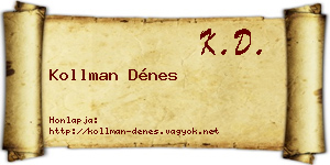 Kollman Dénes névjegykártya